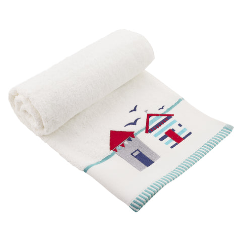 Beach Hut Embroidered Towel